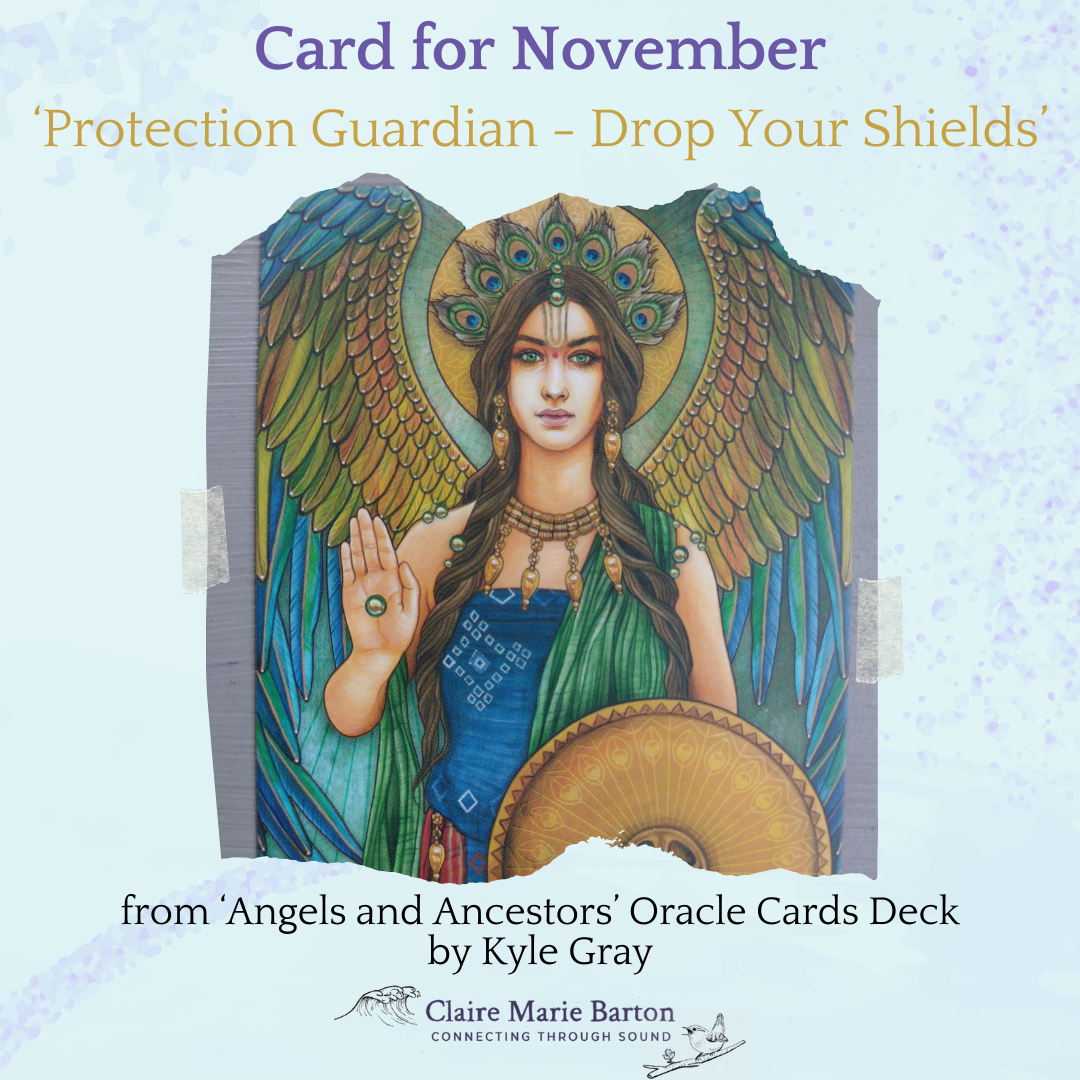 Picture of 'Children' card from Messages from Messages from the fairies Oracle Card deck by Doreen Virtue. A little girl with butterfly wings looks up at the sky