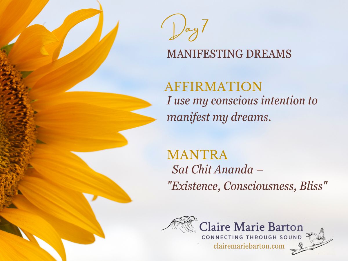 Day 7 affirmation and mantra graphic for Deepak Chopra's 21 Days of Abundance Meditations.