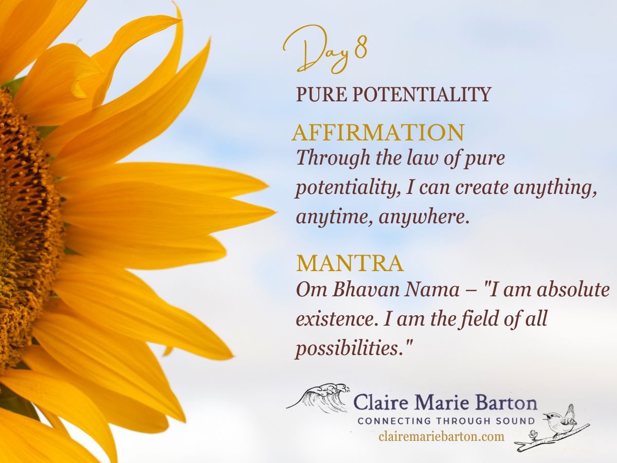 Day 8 affirmation and mantra graphic for Deepak Chopra's 21 Days of Abundance Meditations.