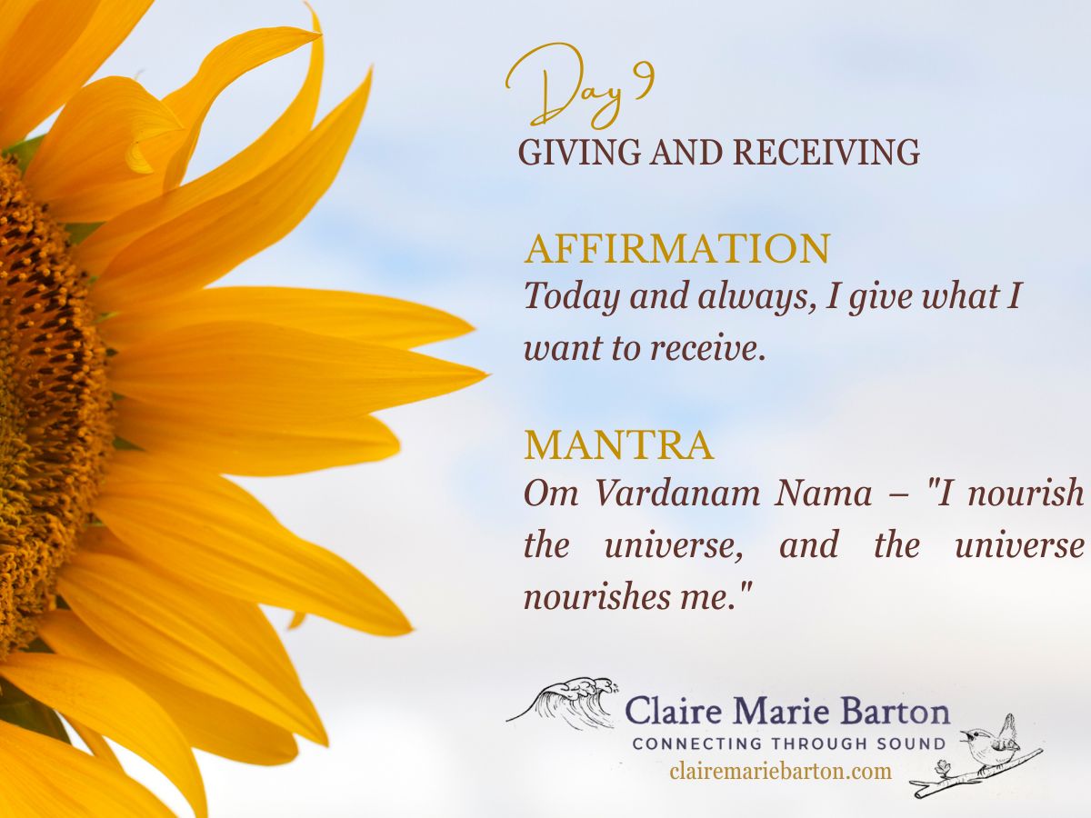 Day 9 affirmation and mantra graphic for Deepak Chopra's 21 Days of Abundance Meditations.